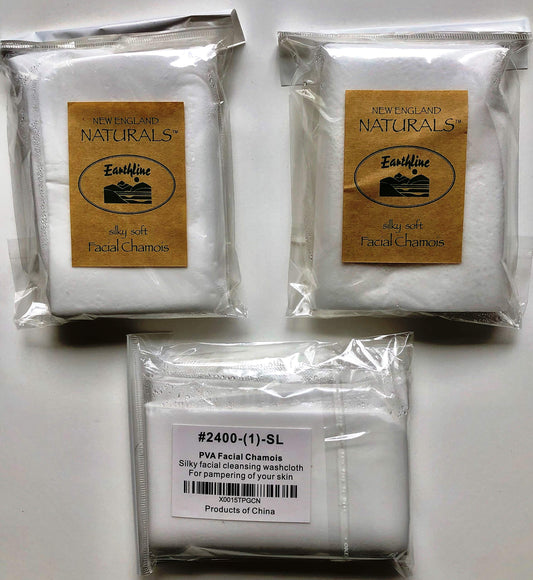 3 Pack PVA Facial Chamois 9" x 9" BY NEW ENGLAND NATURALS / EARTHLINE Beauty & Personal Care Earthline