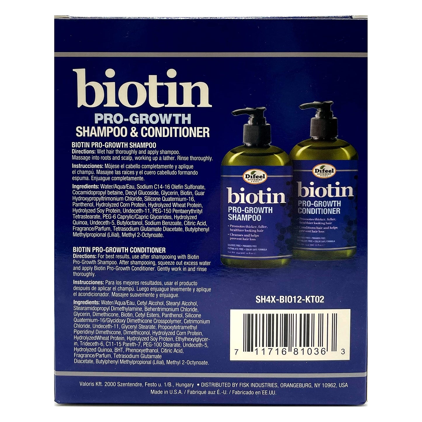 Difeel Pro-Growth Biotin Shampoo & Conditioner 2-PC Gift Set - Thinning Hair & Hair Loss, Paraben Free Beauty & Personal Care Difeel
