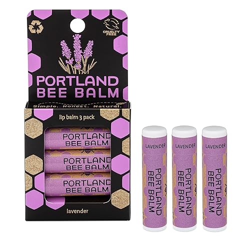 Portland Bee Balm All Natural Handmade Beeswax Based Lip Balm, Lavender 3 Count Beauty & Personal Care Portland Bee Balm