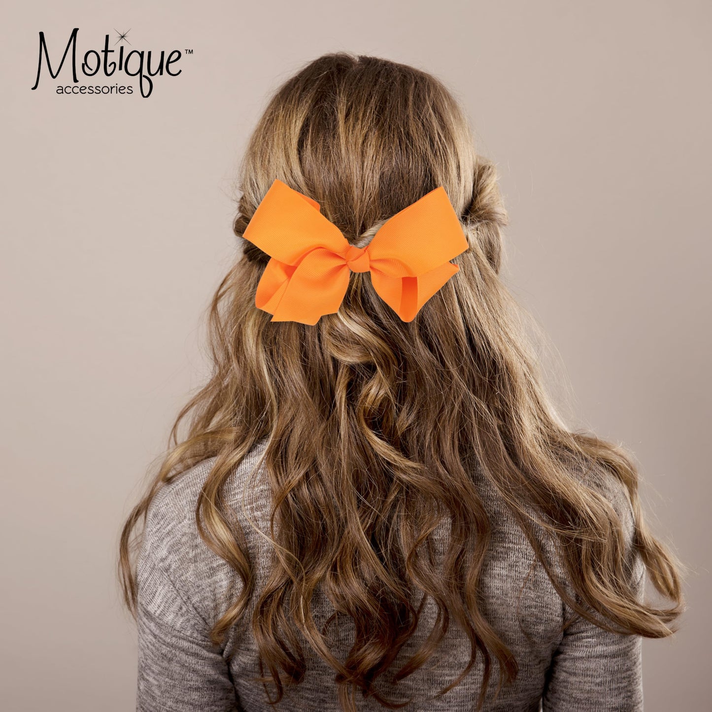 5.5 Inch Grosgrain Hair Bow Clip For Women And Girls (Light Orange) Beauty & Personal Care Motique Accessories