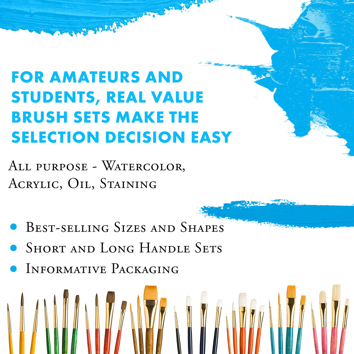 Princeton Real Value, Series 9100, Paint Brush Sets for Acrylic, Oil & Watercolor Painting, NAT-Bristle (Rnd 3, Shader 6, FLB 6, Flat 8)