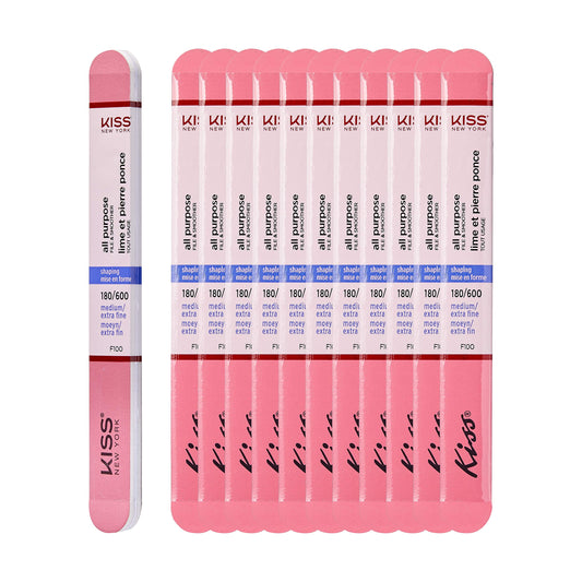 Kiss File All Purpose & Smoother 180 Medium / 600 Extra Fine F100N - Pack of 12 Beauty & Personal Care KISS