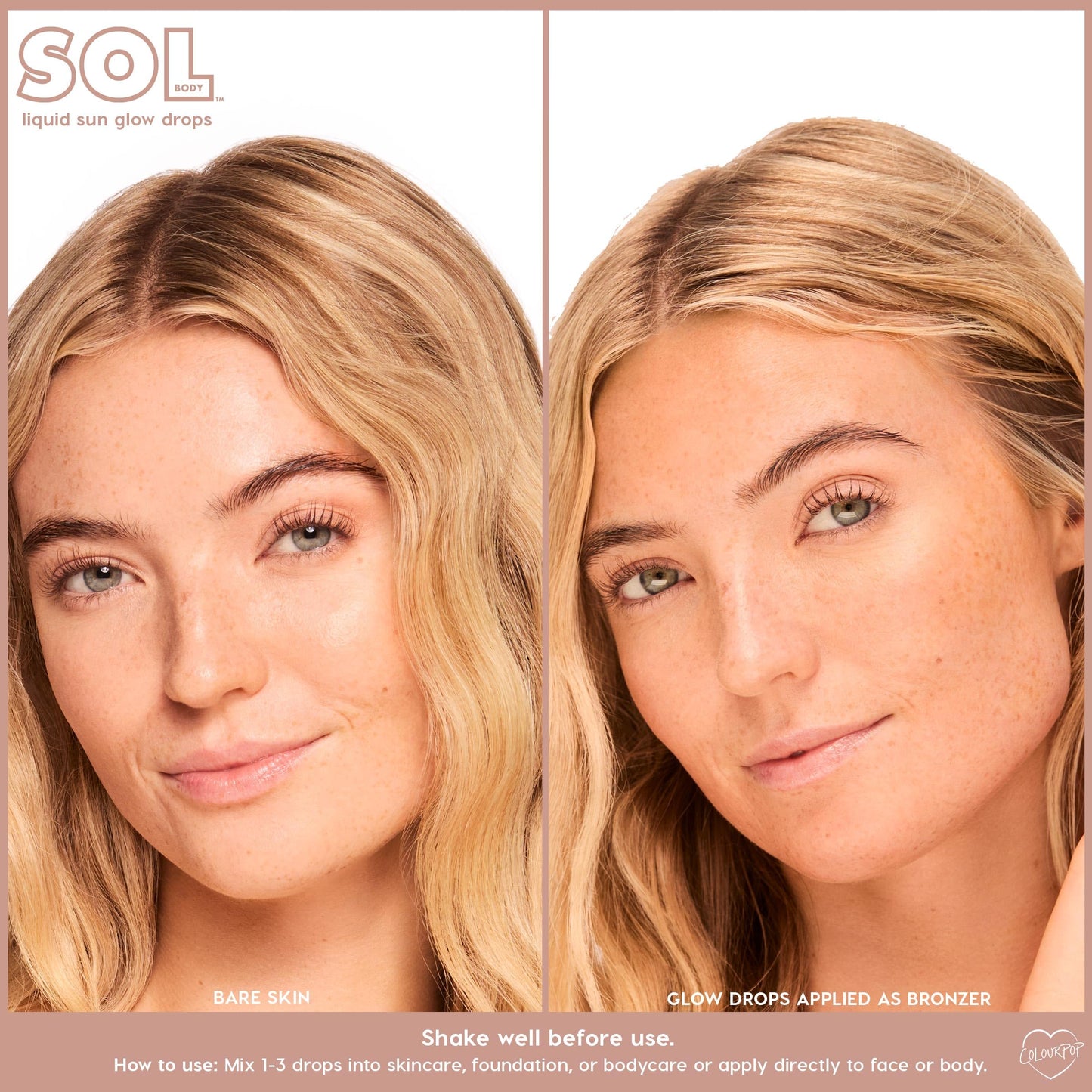 ColourPop Sol Liquid Sun Glow Drops - Buildable Face & Body Bronzer Drops - Glowy Summer Makeup Enriched with Niacinamide & Peptides for Radiant Beauty & Personal Care ColourPop