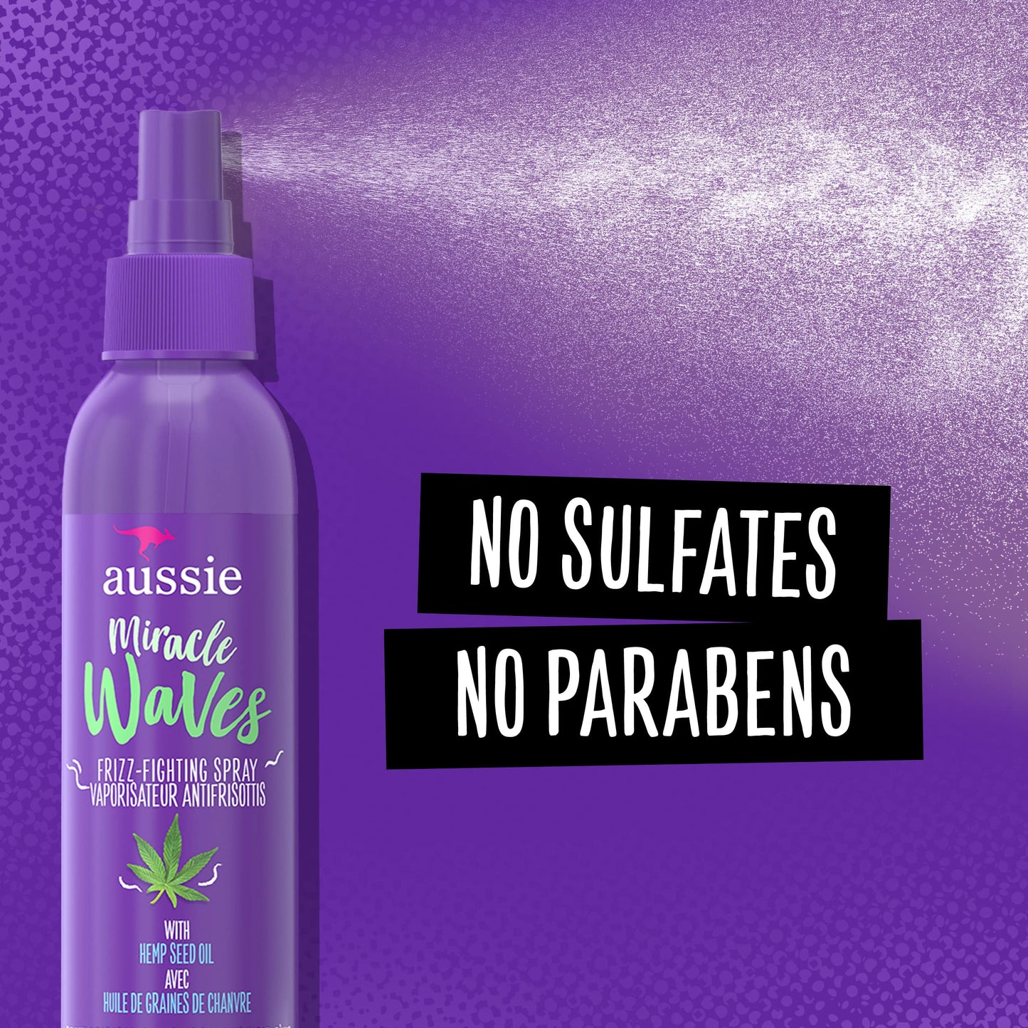 Aussie Miracle Waves Frizz-Fighting Spray with Hemp Seed Oil, Sulfate Free, 5.7 fl. oz. (1 Pack, Packaging May Vary) Beauty & Personal Care Aussie
