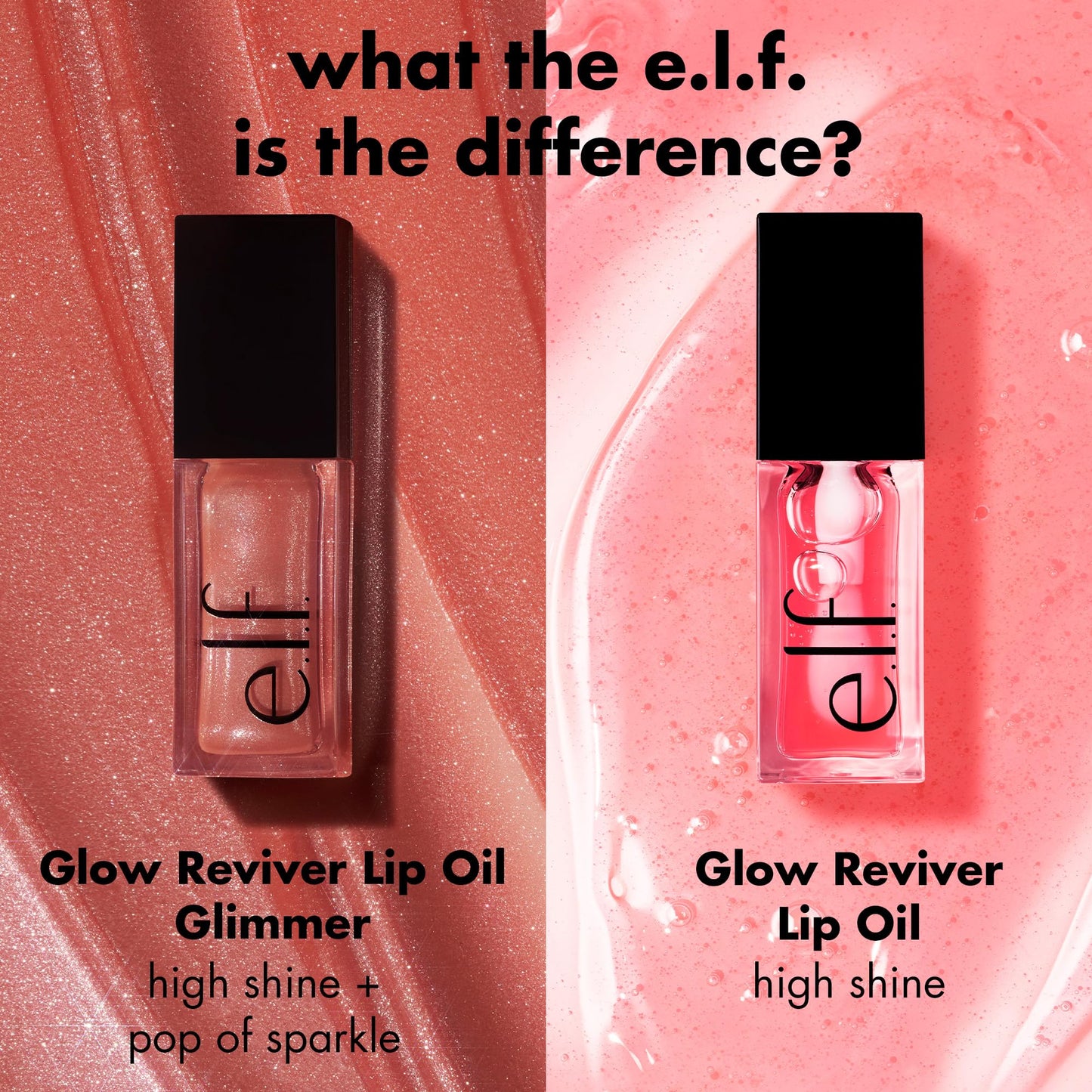 e.l.f. Glow Reviver Lip Oil, Nourishing and Hydrating with High-Shine Glimmer Finish & Sheer Wash Of Color, Minty Scent, Non-Sticky, Vegan Beauty & Personal Care e.l.f.