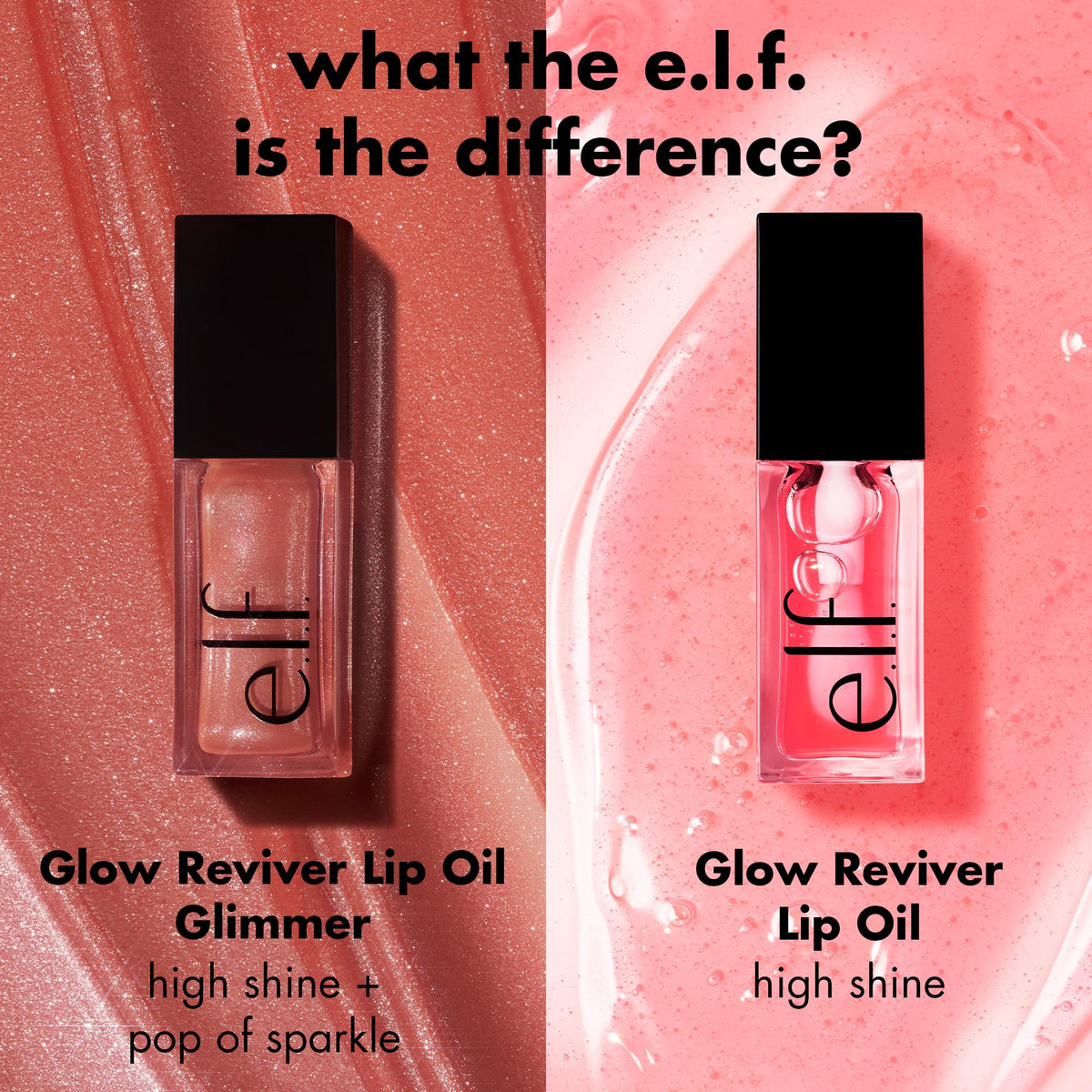 e.l.f. Glow Reviver Lip Oil, Nourishing and Hydrating with High-Shine Glimmer Finish & Sheer Wash Of Color, Minty Scent, Non-Sticky, Vegan Beauty & Personal Care e.l.f.