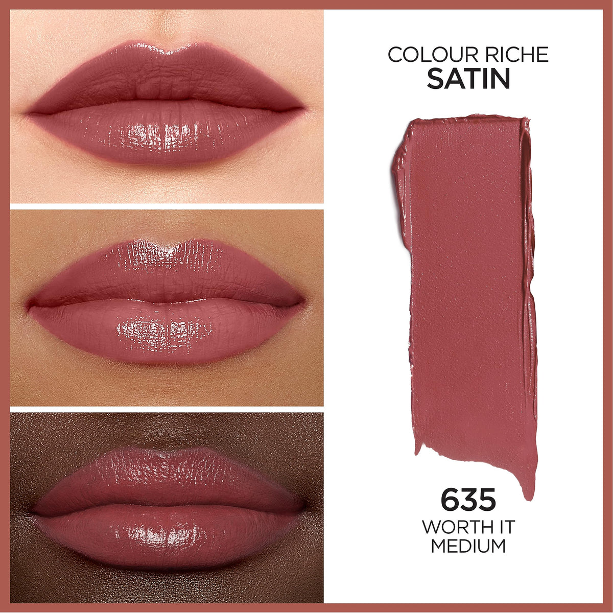 L'Oreal Paris Colour Riche Satin Lipstick for Moisturized Lips,Lip Makeup with Argan Oil and Vitamin E,Worth It Medium,0.13 Oz Beauty & Personal Care L'Oreal Paris