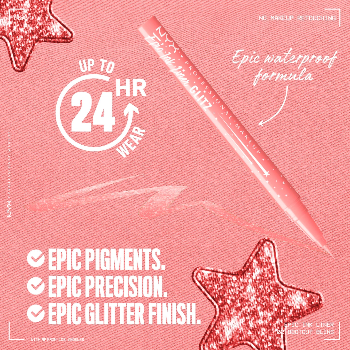 NYX PROFESSIONAL MAKEUP Epic Ink Glitz Liner, Waterproof Metallic Liquid Eyeliner with Vegan Formula - Bootcut Bling (Shimmer Bubblegum Pink) Beauty & Personal Care NYX PROFESSIONAL MAKEUP
