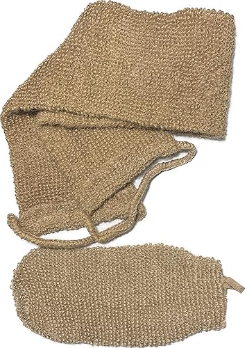 2 pcs/Set Large Natural Exfoliating Hemp Back Scrubber for Shower for Men and Women - Rub Glove Mitt Mitten - Deep Clean & Invigorate Your Skin Beauty & Personal Care Mr.Cui'shop
