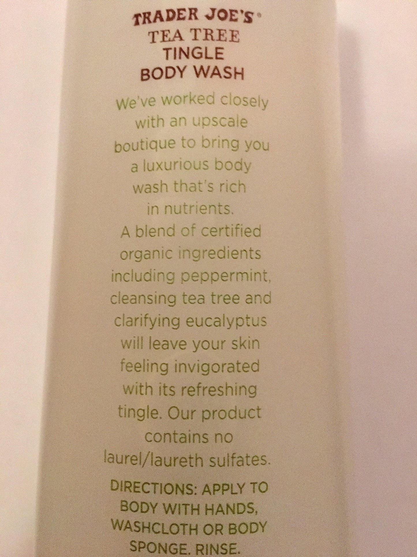 Trader Joes Spa Face Wash with Tea Tree Tingle Body Wash Beauty & Personal Care Trader Joe's