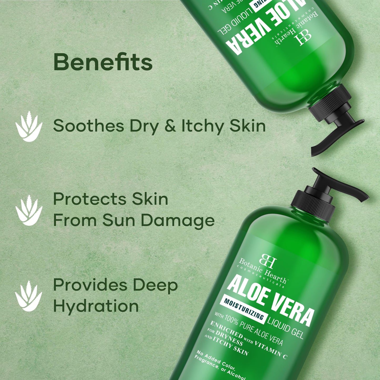 Botanic Hearth Aloe Vera Moisturizing Liquid Gel - 100% Pure Aloe, Enriched with Vitamin C for Dry & Itchy Skin - No Added Color, Fragrance, or Beauty & Personal Care Botanic Hearth