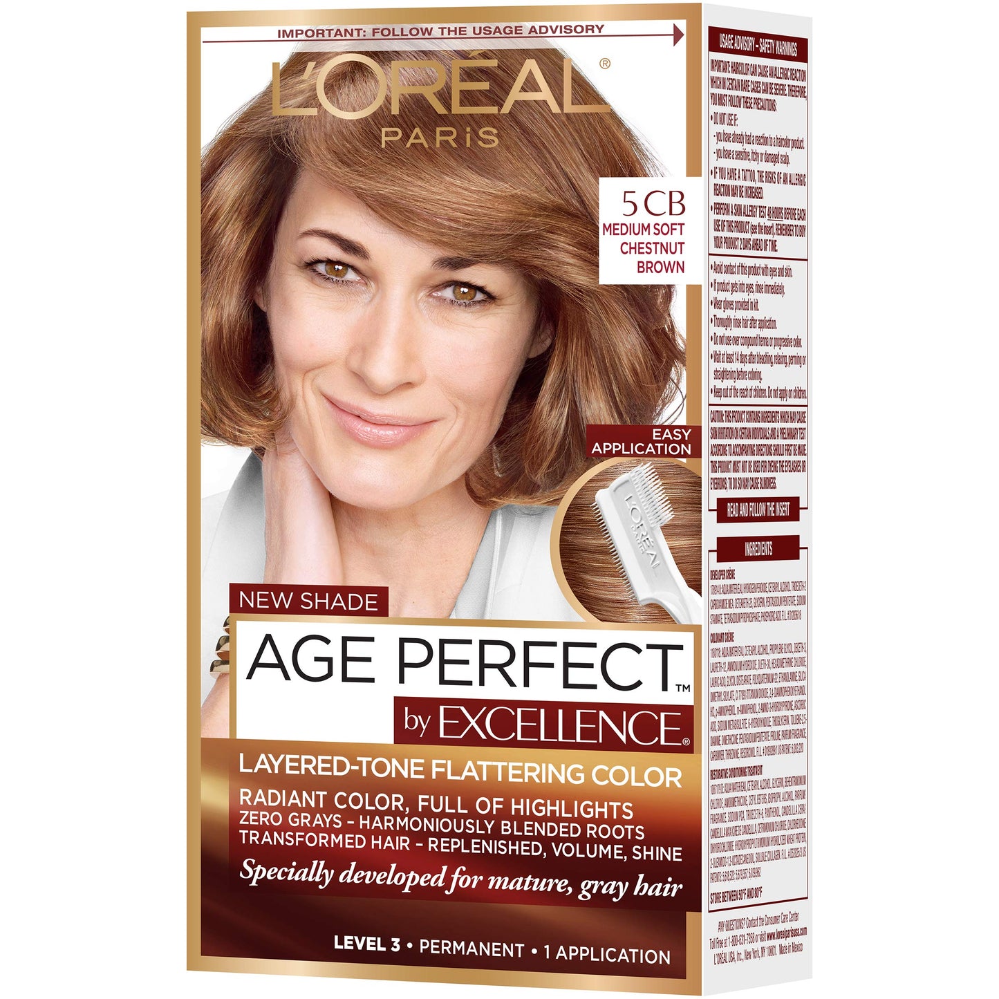 L'Oreal Paris ExcellenceAge Perfect Layered Tone Flattering Color, 5CB Medium Chestnut Brown Beauty & Personal Care L'Oreal Paris
