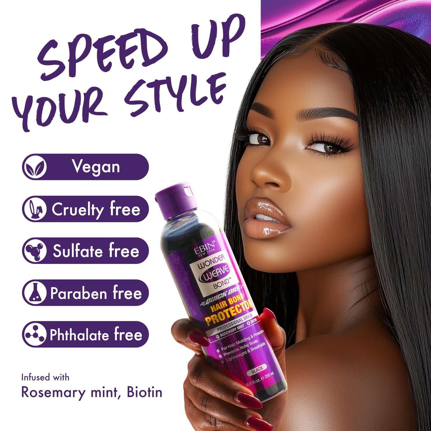 EBIN NEW YORK Wonder Weave Bond Hair Protector (Clear) 8.5 Fl Oz - Quick Dry Protective Shield for Quick Weave - Lightweight, Rosemary Mint & Biotin Beauty & Personal Care EBIN NEW YORK