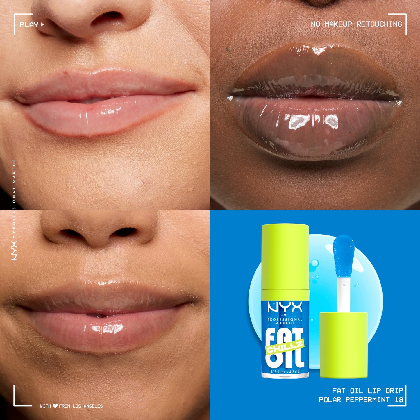 NYX PROFESSIONAL MAKEUP Fat Oil Chillz, Moisturizing, Shiny and Vegan Tinted Lip Gloss - Polar Peppermint (Sheer Blue) Beauty & Personal Care NYX PROFESSIONAL MAKEUP