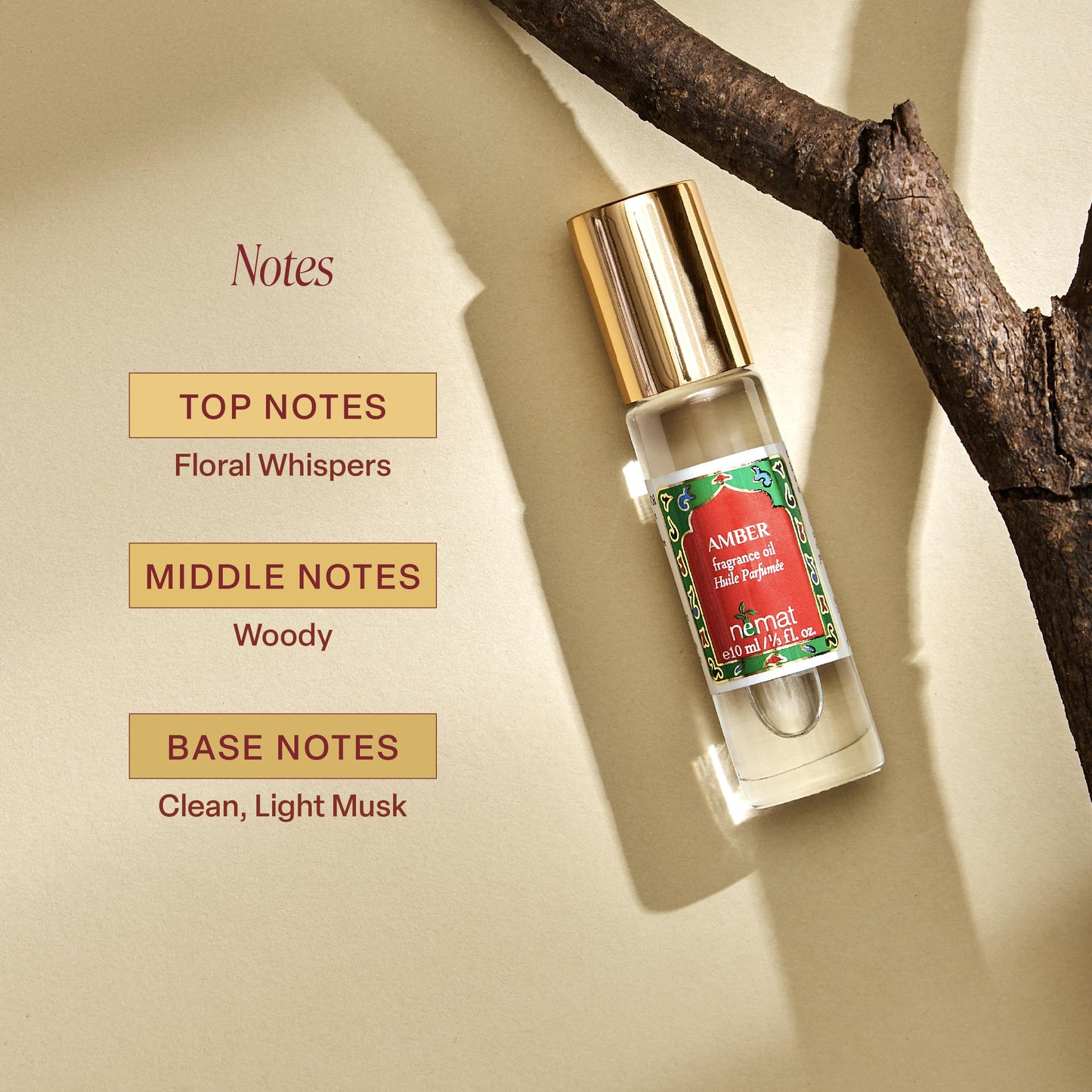 Nemat International Amber Perfume Oil Roll-On - Long Lasting Alcohol Free Amber Oil Perfume for Women and Men, Essential Oil Based Fragrance, Clean Beauty & Personal Care Nemat International