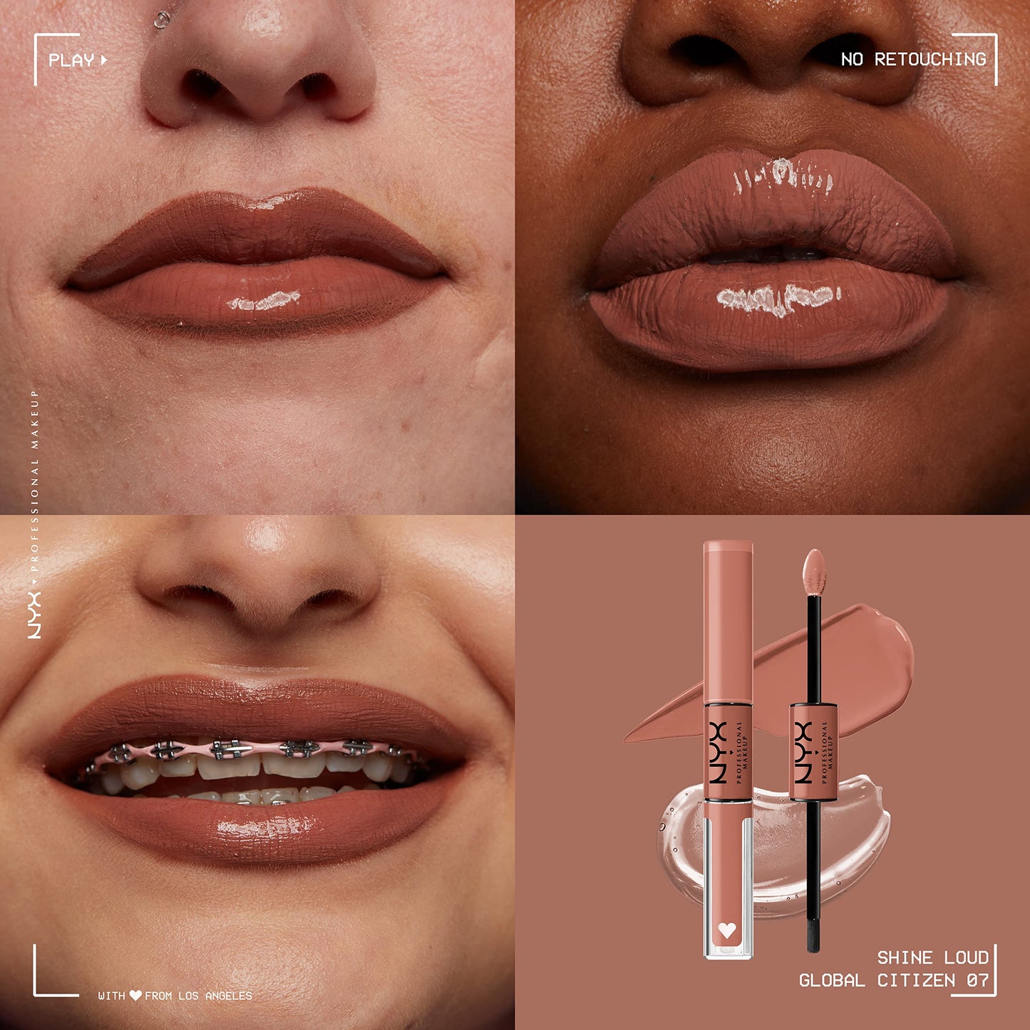 NYX PROFESSIONAL MAKEUP Shine Loud, Long-Lasting Liquid Lipstick with Clear Lip Gloss - Global Citizen (Medium Neutral Nude) Beauty & Personal Care NYX PROFESSIONAL MAKEUP