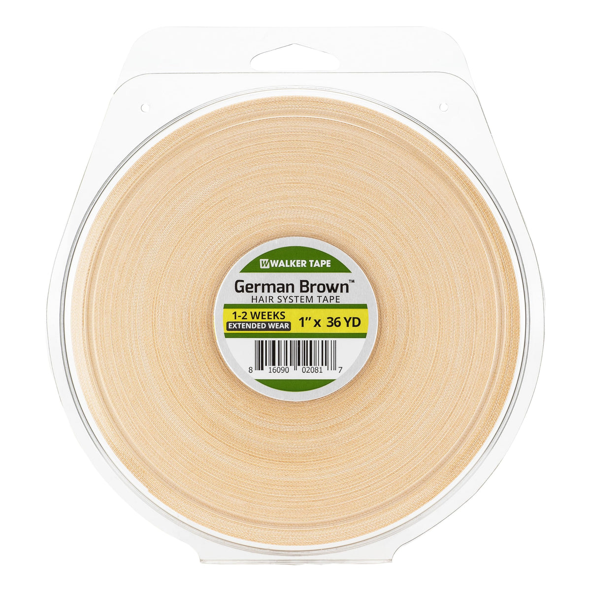 Walker Tape German Brown Tape Roll 1" x 36 Yards, Firm Barrier for Hard Bond Adhesives, Low Residue Protective Strip for Poly Bases, Toupee Systems
