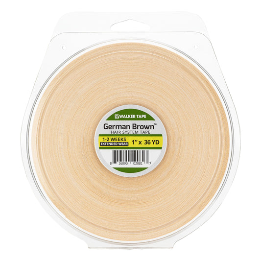 Walker Tape German Brown Tape Roll 1" x 36 Yards, Firm Barrier for Hard Bond Adhesives, Low Residue Protective Strip for Poly Bases, Toupee Systems