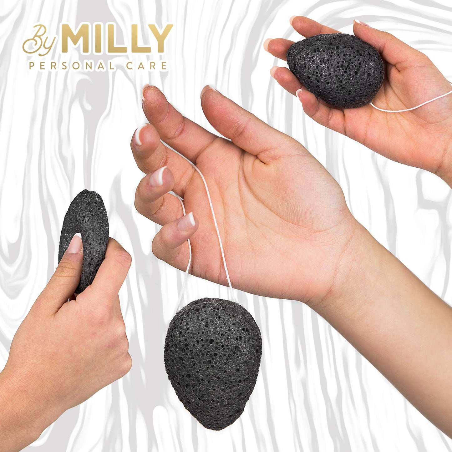 Konjac Sponge for Face | All Natural and Reusable | Konjac Facial Sponge with Activated Bamboo Charcoal | Gentle Exfoliating Sponge for Face | Beauty & Personal Care By MILLY