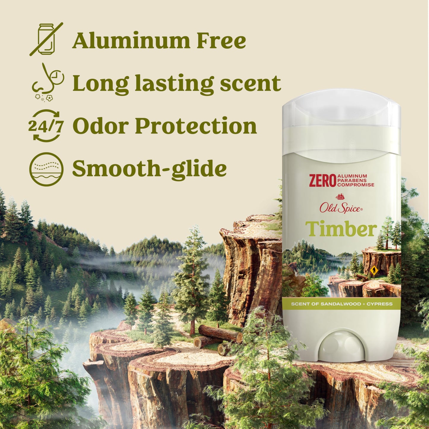 Old Spice Men's Deodorant Aluminum-Free Timber with Sandalwood, 3.0oz Pack of 3 with Travel-Size Swagger Body Wash Beauty & Personal Care Old Spice