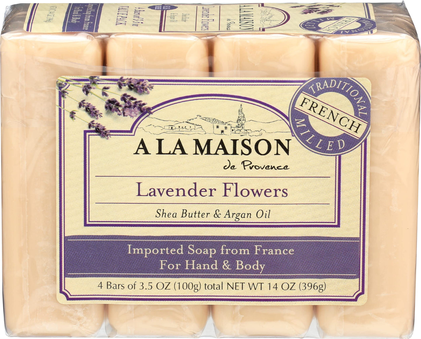 A LA MAISON Lavender Flower Bar Soap - Triple French Milled Natural Moisturizing Hand Soap Bar (4 Bars of Soap, 3.5 oz) Beauty & Personal Care A LA MAISON