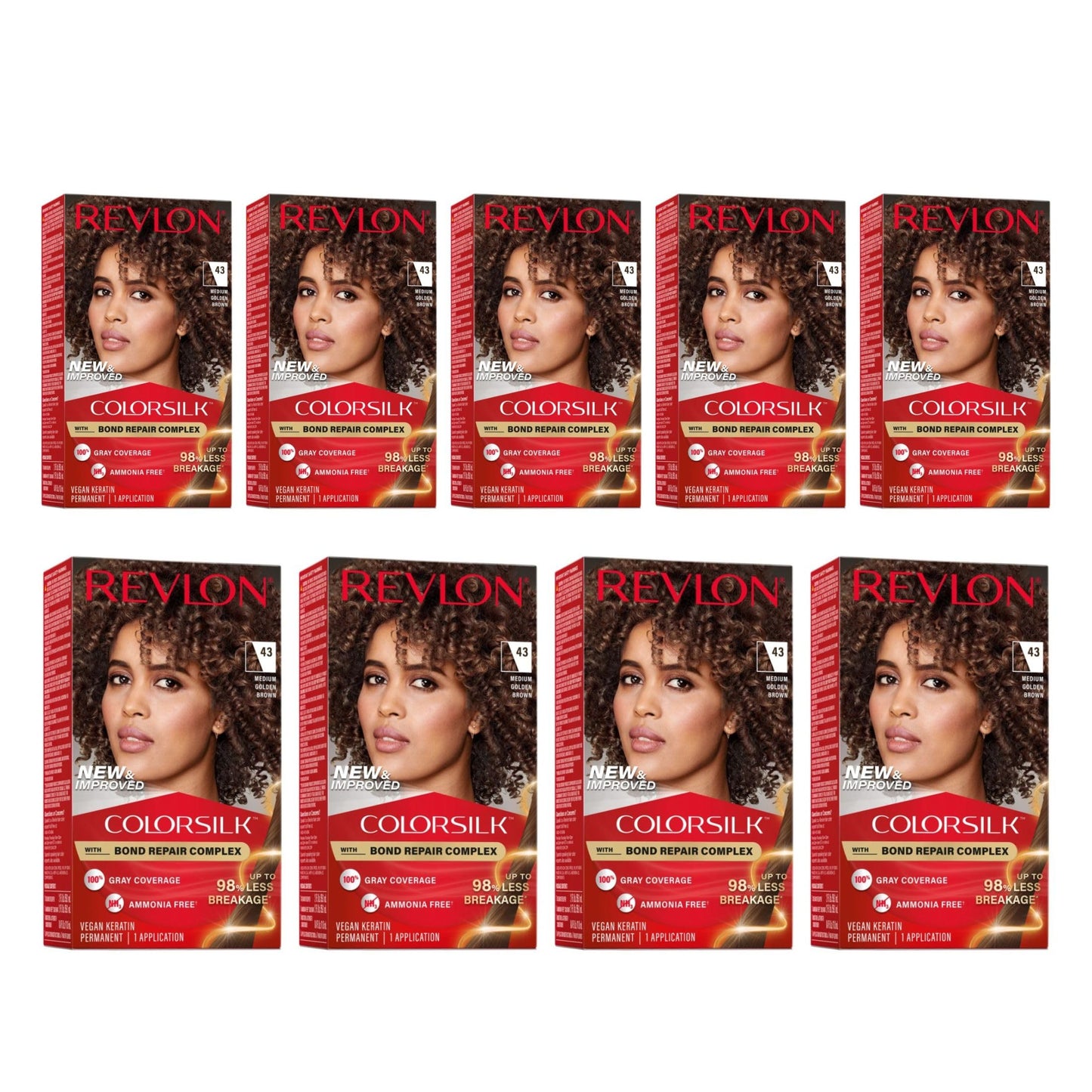 Revlon ColorSilk Hair Color [43] Medium Golden Brown 1 ea (Pack of 9) Beauty & Personal Care REVLON