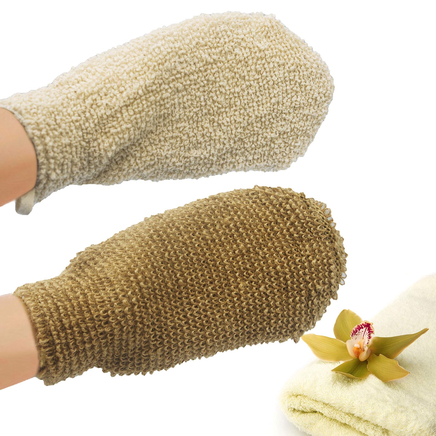 Bleu Bath (2 Pack) Natural Exfoliating Hemp Bath Mitt Shower Gloves Loofah Washcloth Sponge Machine Washable Body Scrubber (ROUGHER Hemp) Beauty and Personal Care Bleu Bath