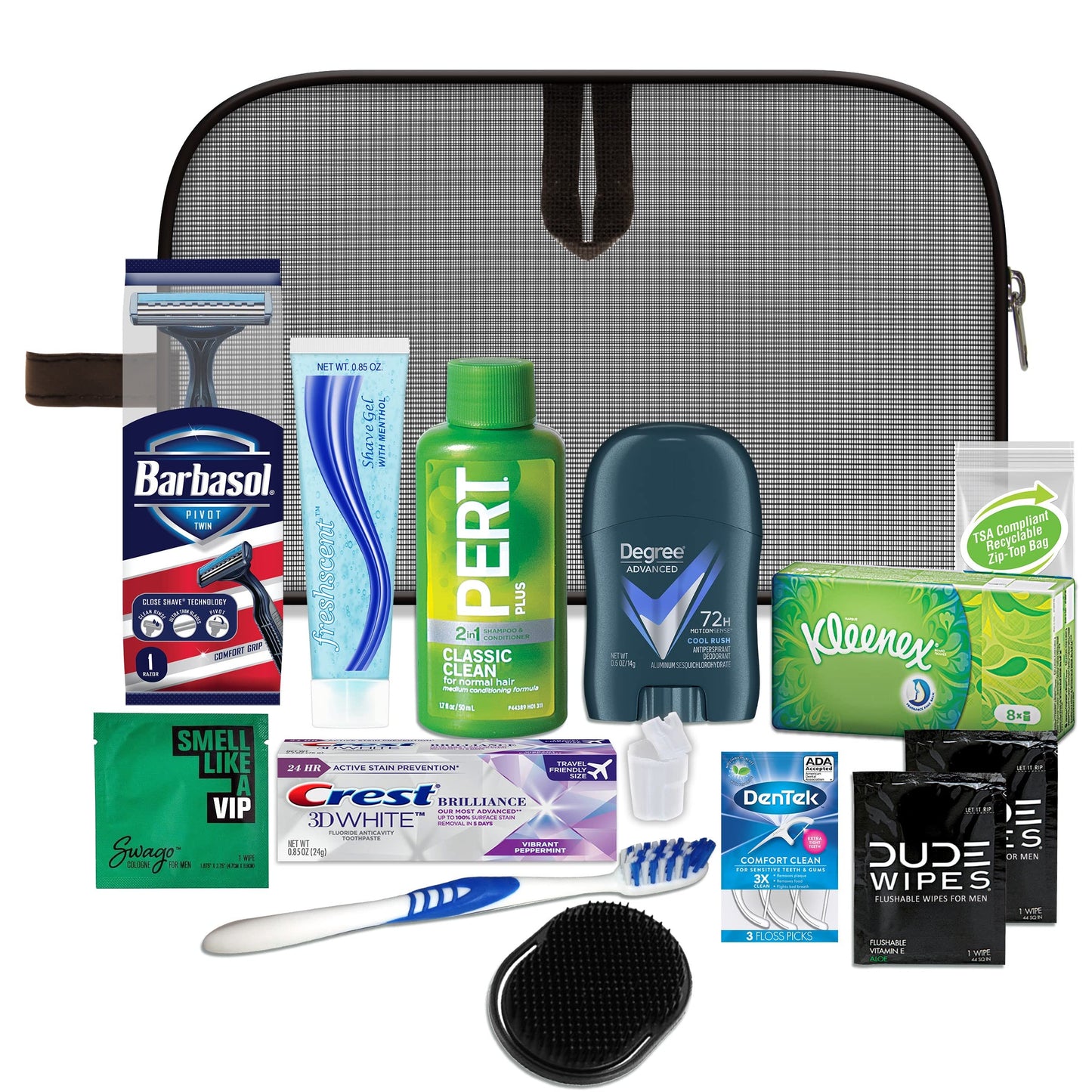 Convenience Kits International Men’s Premium 15-Piece Assembled Travel Kit Featuring: Gillette and Barbasol Shave Products Beauty and Personal Care Convenience Kits International