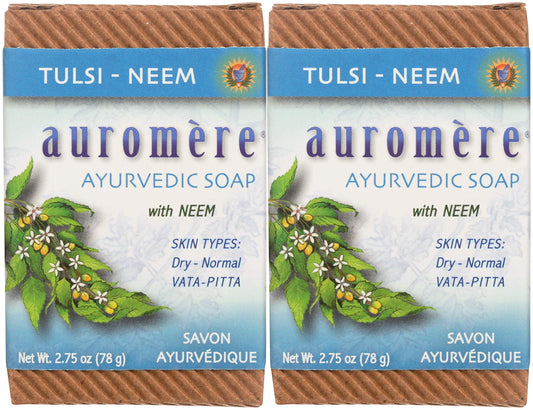 Auromere Ayurvedic Bar Soap, Tulsi Neem - Eco Friendly, Handmade, Vegan, Cruelty Free, Natural, Non GMO (2.75 oz), 2 pack Beauty & Personal Care Auromere