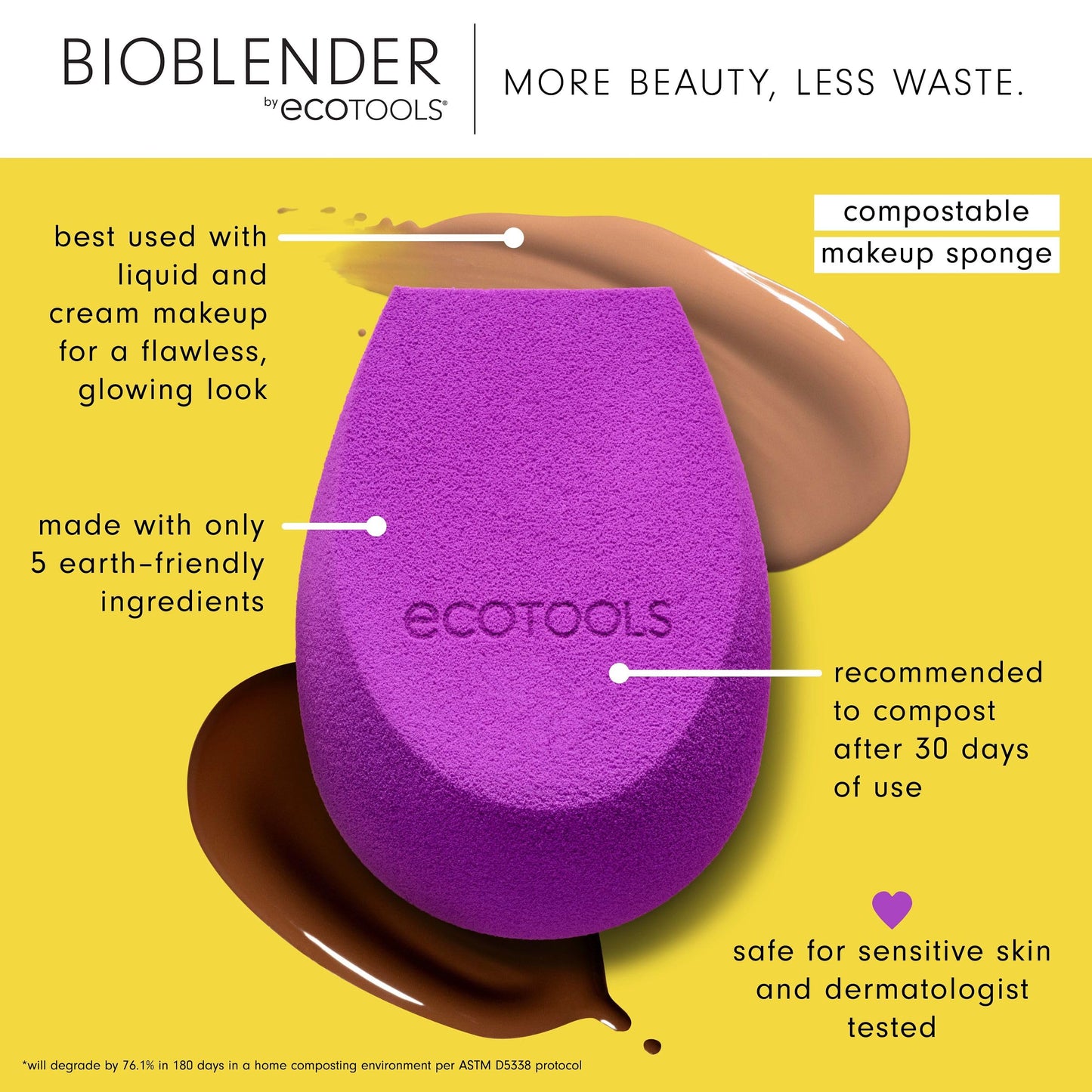 EcoTools Bioblender Makeup Sponge Duo, Compostable Makeup Blender, For Liquid & Cream Foundation, Seamless Application, Eco-Friendly Beauty Sponge Beauty & Personal Care EcoTools
