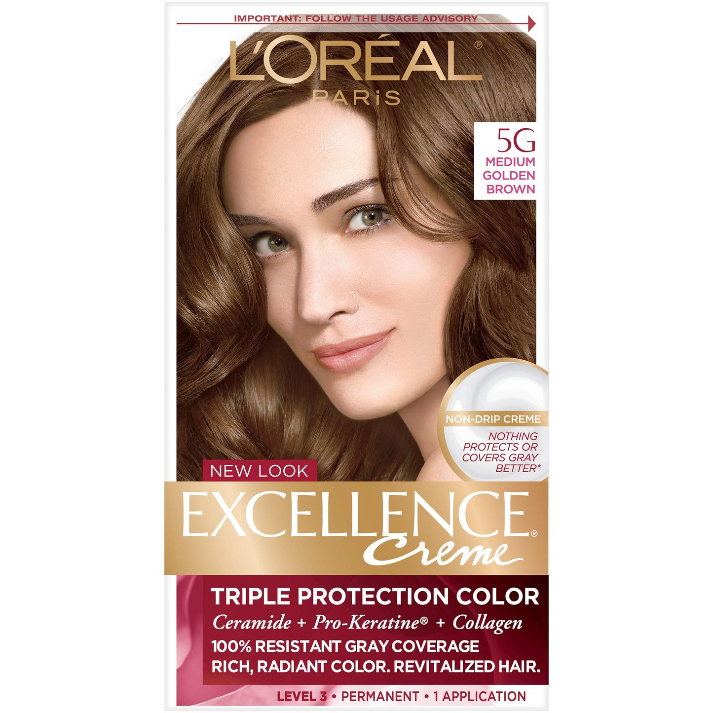 L’Oreal ParisExcellence Triple Protection Color Creme, Medium Golden Brown/Warmer 5G (Pack of 3) Beauty & Personal Care L'Oreal Paris