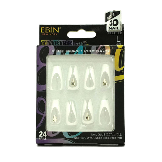 EBIN NEW YORK EMPIRE DREAMS - Cuff Me | Press-On Nail Set in Long Coffin Style, Salon Acrylic Finish, Includes Prep Pad, Mini Nail File & Nail Glue