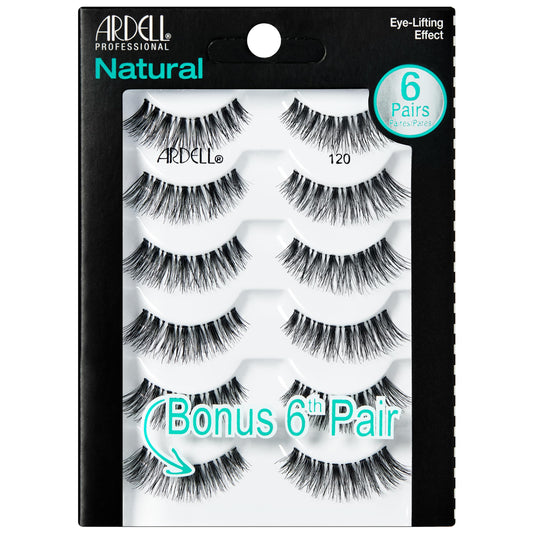 Ardell Natural Lashes 120, Natural Look Wispy Strip False Eyelashes, 6 Pair