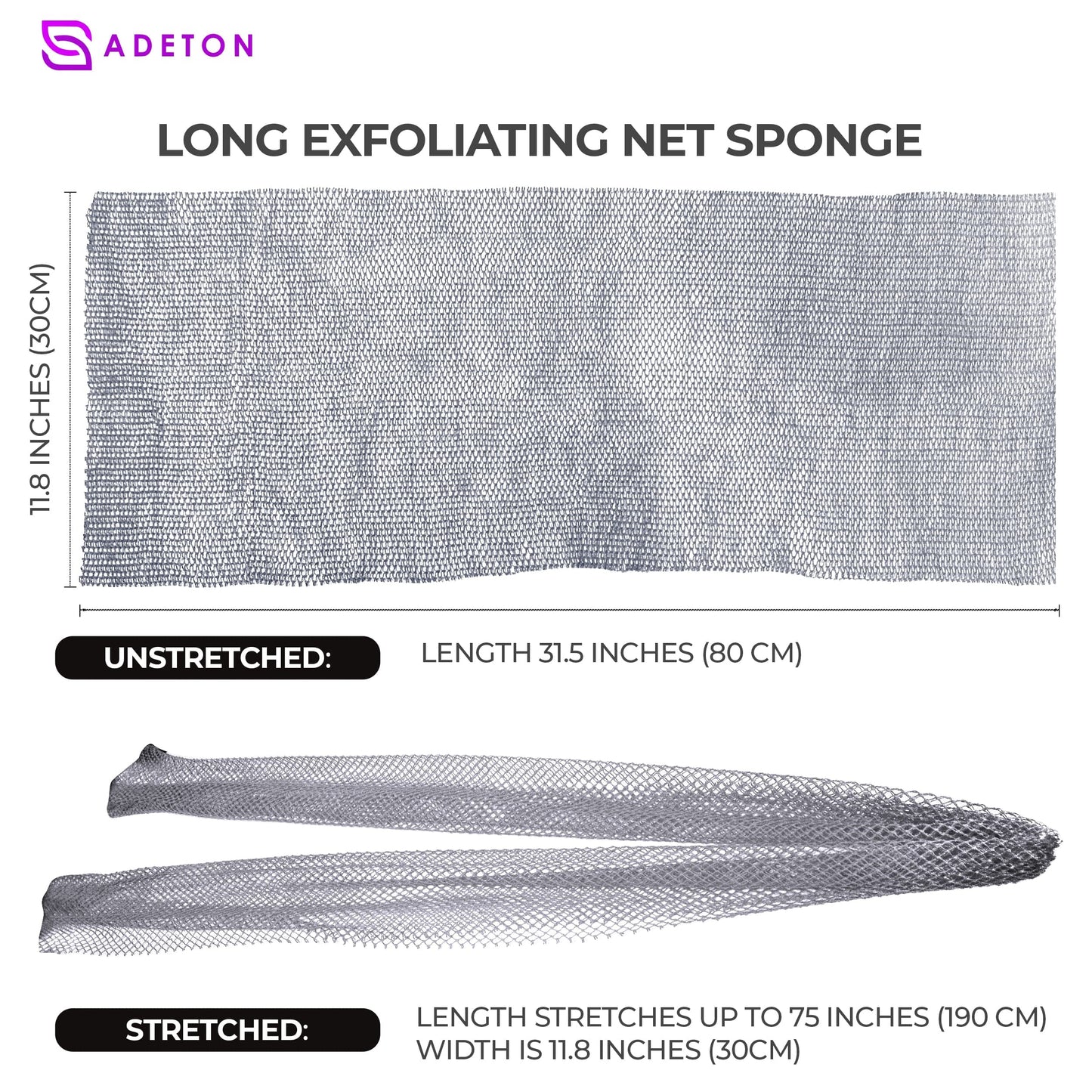 Adeton African Net Sponge, Authentic, Real, Black Owned, Exfoliating Bath Wash Cloth, Long Sponge, Body Exfoliator, Sapo, Shower Bath Accessories Beauty & Personal Care ADETON