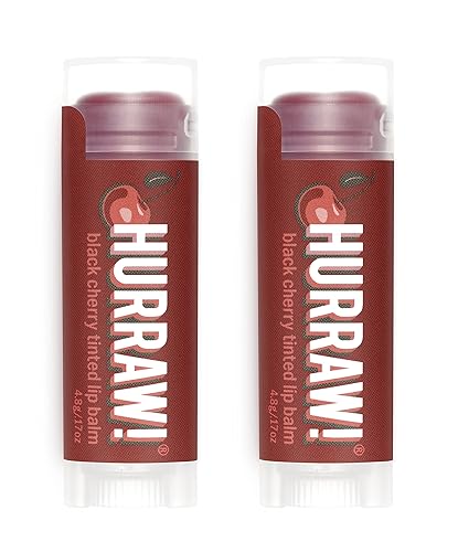 Hurraw! Black Cherry Tinted Lip Balm, 2 Pack: (Sheer Red Tint) Organic, Certified Vegan, Cruelty and Gluten Free. Non-GMO, 100% Natural Ingredients. Beauty & Personal Care HURRAW!