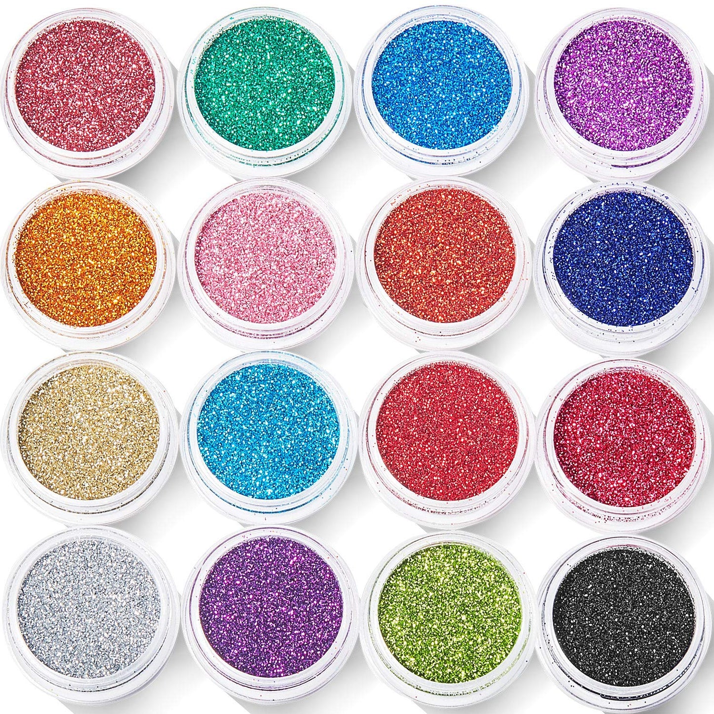 16 Colors Fine Glitter Holographic Nail Glitter Sequins Cosmetic Festival Powder with 6 Small Brushes for Arts and Craft Eyeshadow, Makeup, Nail Body Beauty & Personal Care Yaomiao