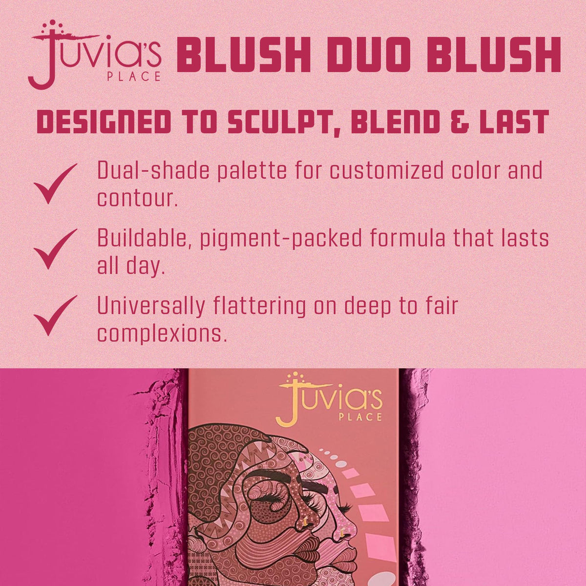 Juvia's Place Duo Blush Volume 4 - Matte Powder Blush for Cheeks Makeup