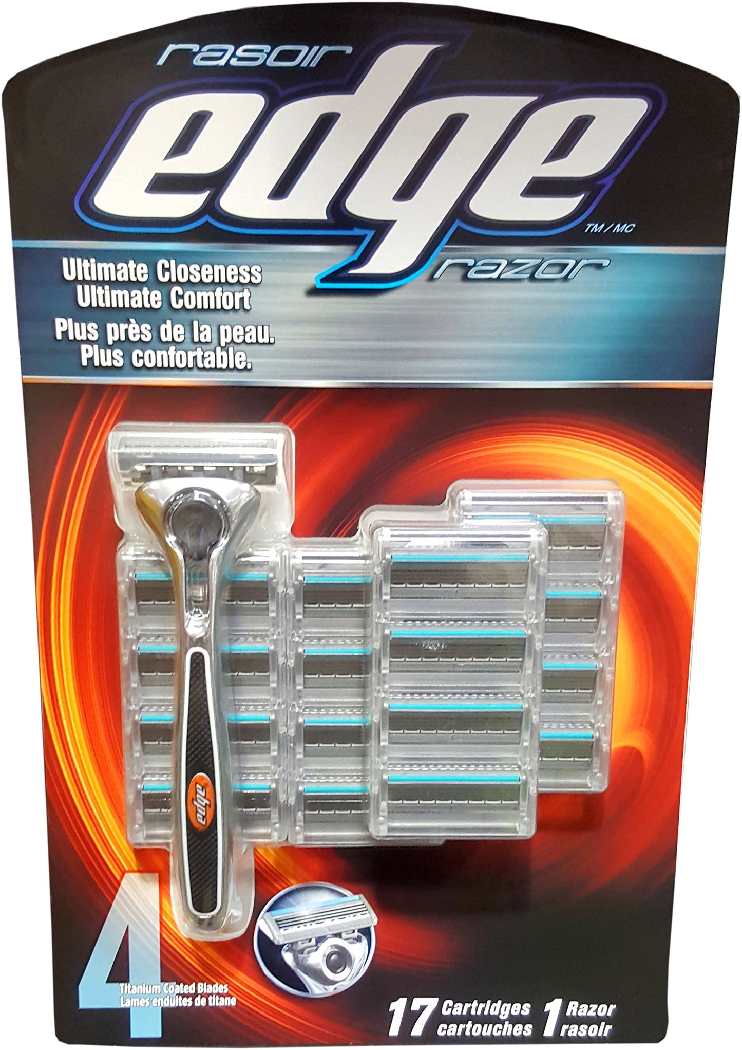 Edge 4-Titanium-Blade Razor with 17 Refills Beauty and Personal Care Edge Razor