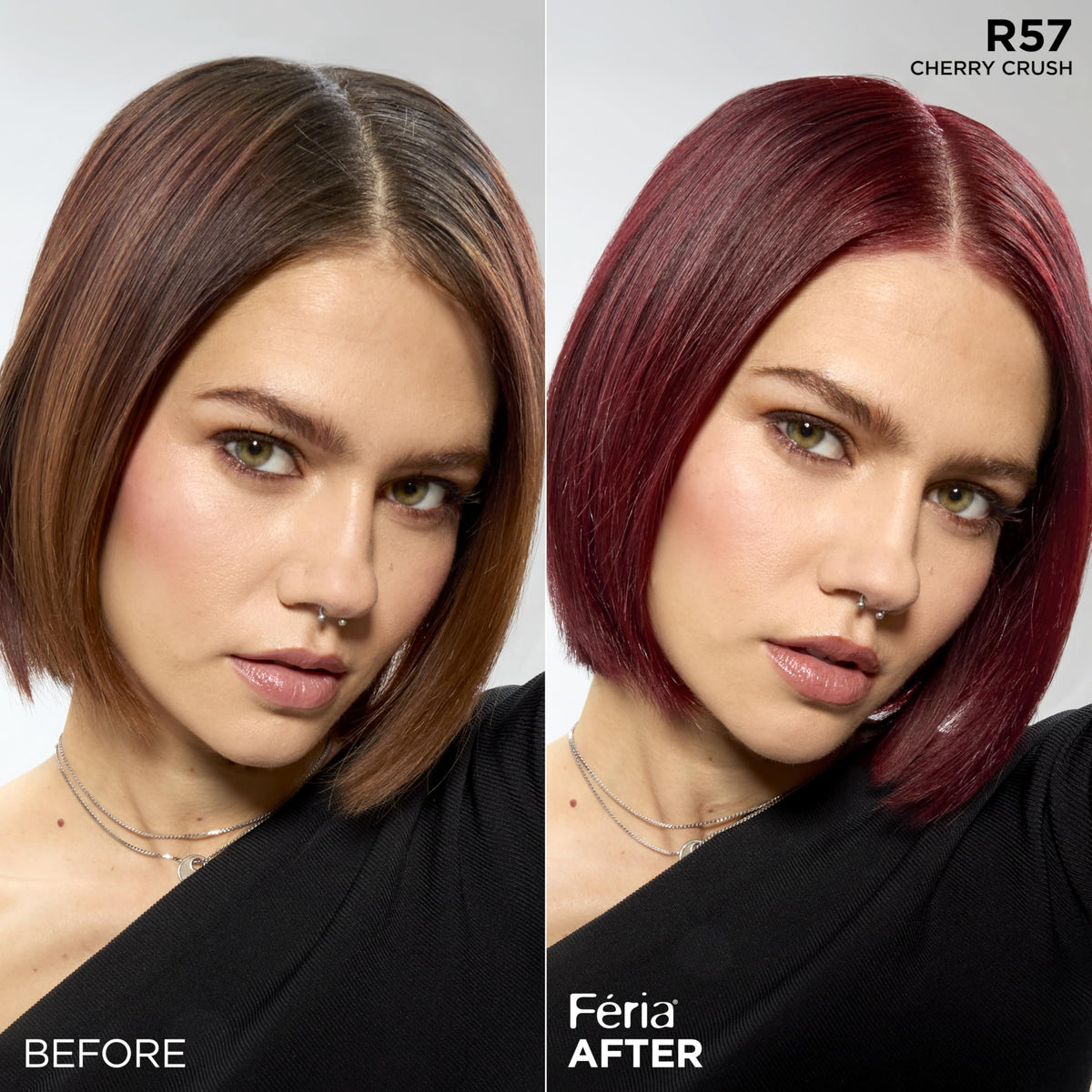 L'Oreal Paris Feria Multi-Faceted Shimmering Permanent Hair Color, R57 Cherry Crush (Intense Medium Auburn), Pack of 1 Hair Dye Kit Beauty & Personal Care L'Oreal Paris