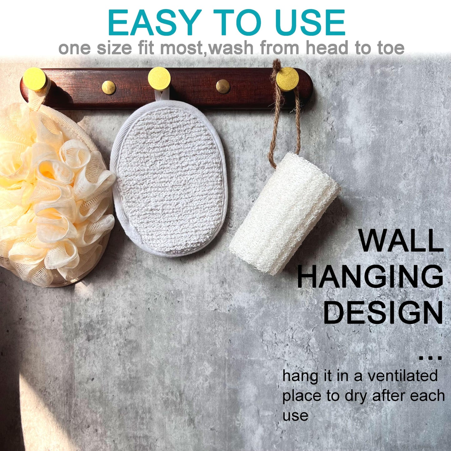 6 pcs/Set 4.3"×5.7" Natural Exfoliating Face Body Pad Loofah Sponge Facial Brush - Shower Scrubber - Body Bath Spa for Men & Women, Renewable Resource Beauty & Personal Care Mr.Cui'shop