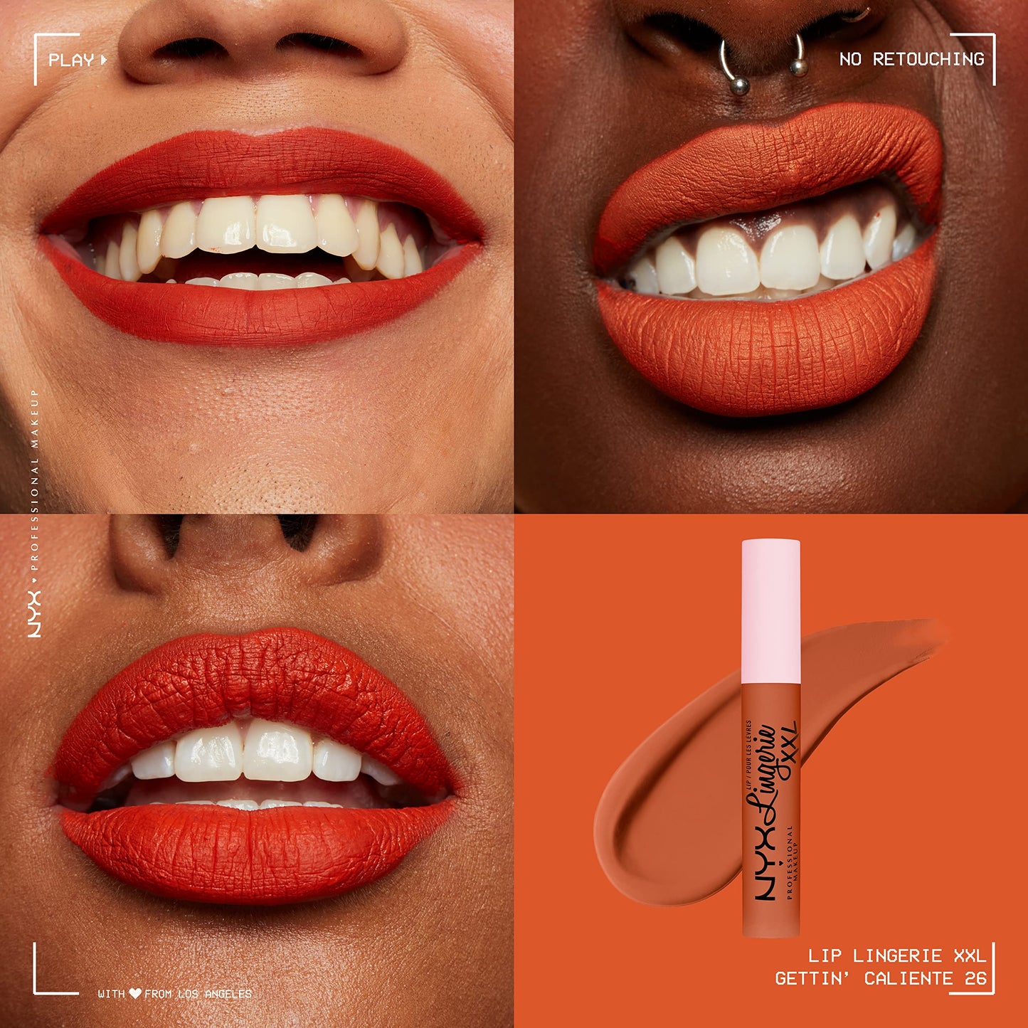 NYX PROFESSIONAL MAKEUP Lip Lingerie XXL Matte Liquid Lipstick - Gettin Caliente (Bright Red Orange) Beauty & Personal Care NYX PROFESSIONAL MAKEUP