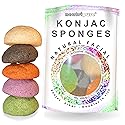 Konjac Sponge Set: Organic Skincare Facial for Natural Exfoliating and Deep Pore Cleansing 5 Piece Sampler Pack Infused with Charcoal, Turmeric, Green Beauty & Personal Care Neutripure