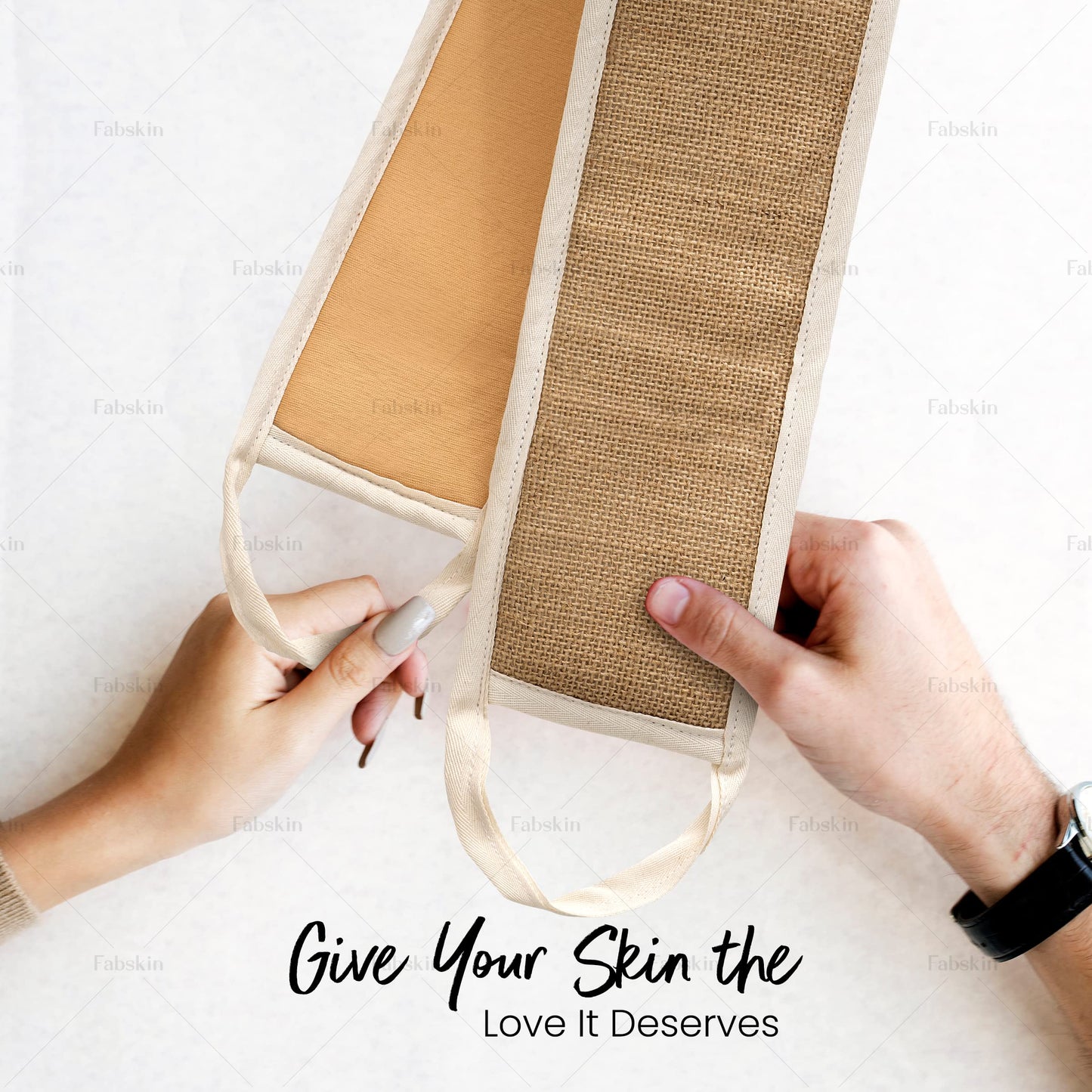 Fabskin Body Back Scrubber For Bathing - Made of Natural Organic Jute Fabric - Exfoliating & Deep Cleaning Back Scrub Belt Brush - For Men & Women Beauty and Personal Care FABSKIN