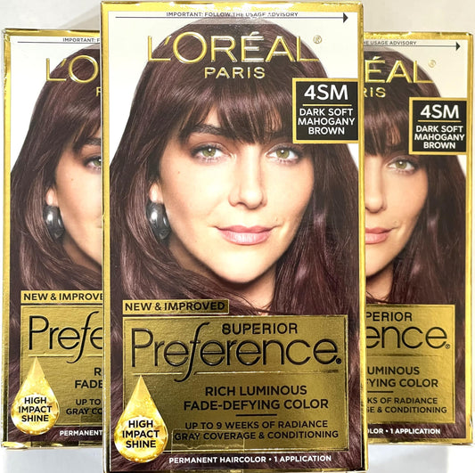 L’Oreal ParisSuperior Preference, 4SM Dark Soft Mahogany Brown (Warmer) 1 ea (Pack of 3)