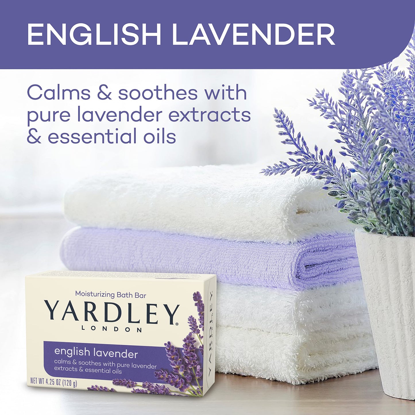Yardley London English Lavender with Essential Oils Soap Bar, 4.25 oz Bar (Pack of 1) Beauty & Personal Care Yardley