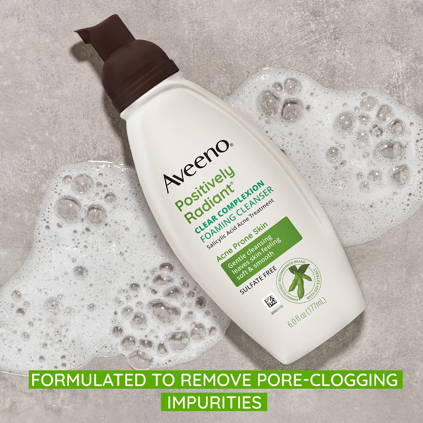 Aveeno Clear Complexion Foaming Oil-Free Facial Cleanser with Salicylic Acid Acne Medication for Breakout-Prone Skin & Soy Extracts, Hypoallergenic Beauty & Personal Care Aveeno