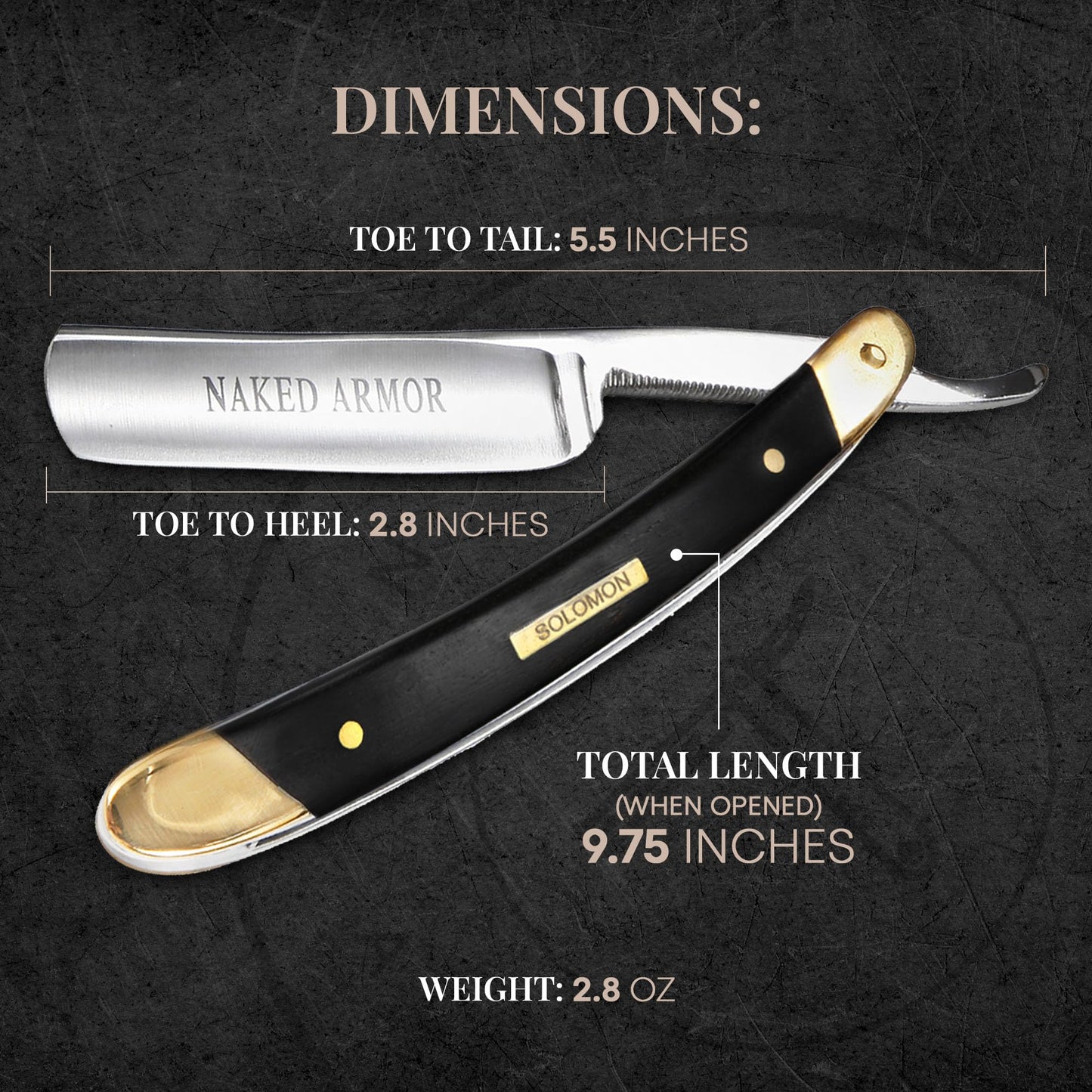 Naked Armor Solomon Straight Razor Kit - Complete Shaving Kit with Shave Ready Straight Razors for Men, Strop, Stand, Soap, Brush, Bowl, Case, Wet Beauty and Personal Care Naked Armor