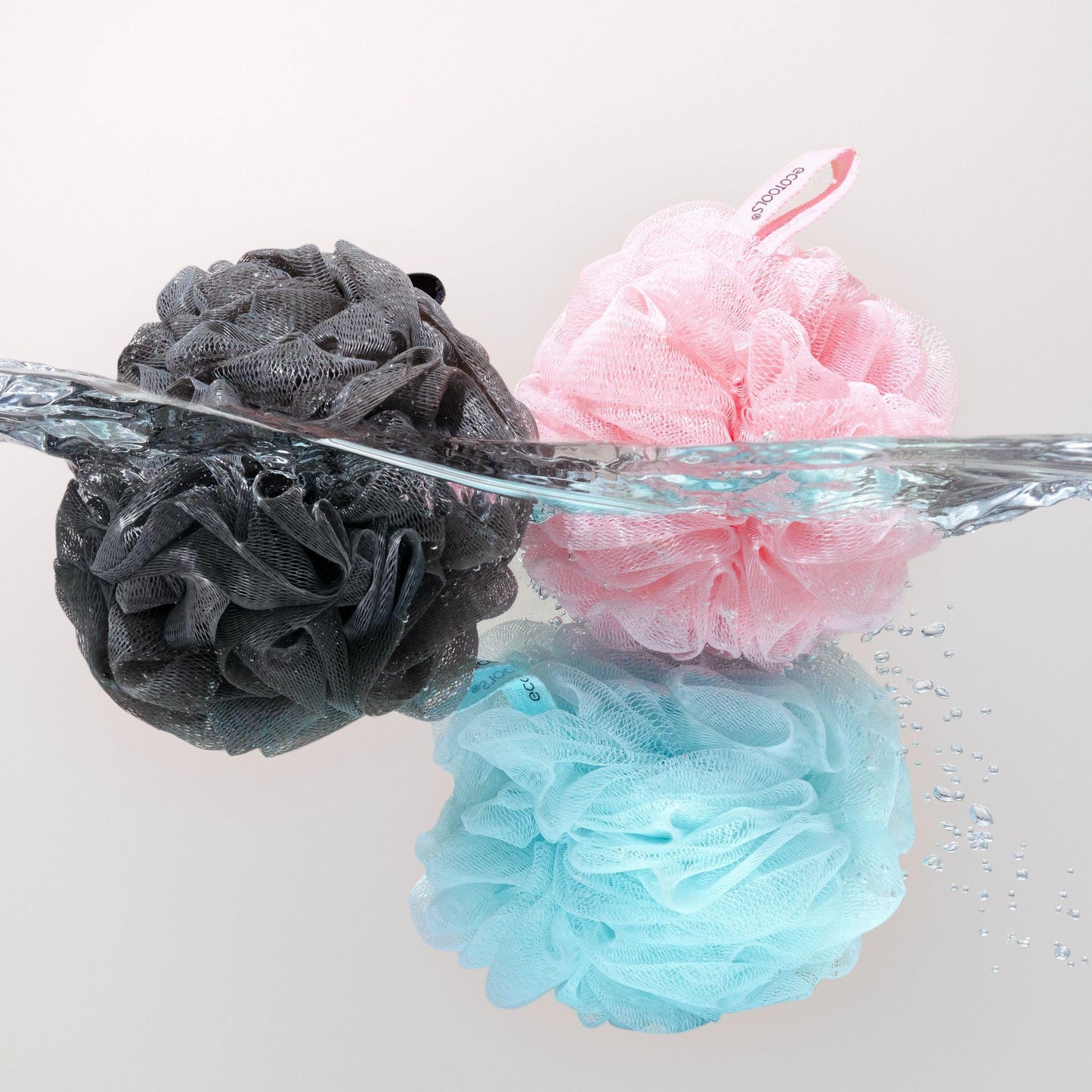 EcoTools EcoPouf 3 Pack Bath Sponge Set, Soft Recycled Netting Shower Poufs for Gentle Exfoliating & Daily Body Cleansing, Rich Lather Loofah Sponges Beauty and Personal Care EcoTools