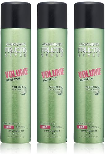 Garnier Fructis Style - Volume Hairspray - 24H Hold Anti-Humidity - Extra Strong Hold (3) - Net Wt. 8.25 OZ (234 g) Per Can - Pack of 3 Cans Beauty & Personal Care Garnier