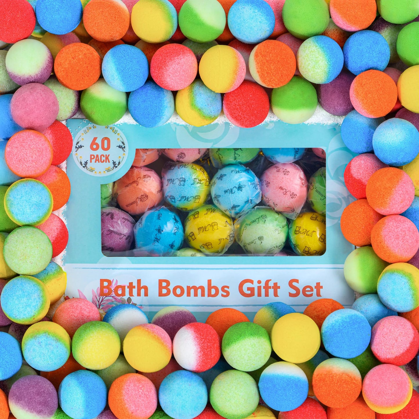 60 Pack Bath Bombs Set, Christmas Stocking Stuffers, Birthday Gift Set for Women, Natural Organic Bath Bubble Bombs for Kids/Women/Men/Mom Beauty and Personal Care PickMora